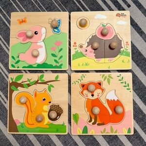 Fat Brain Toys | Woodland Friends Jumbo Grasping Puzzles Set of 4